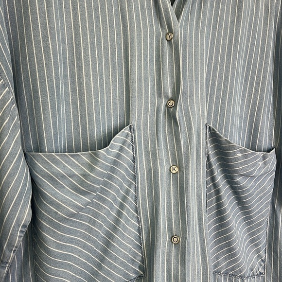 Zara - Light Blue White Stripe Button Down Lightweight Midi Dress Size Medium - Picture 9 of 11